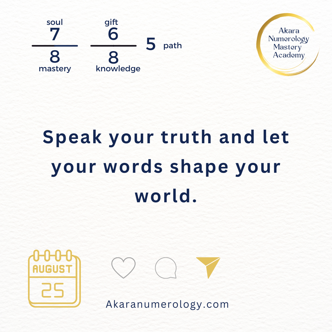 August 25th 2024: Speak your truth and let your words shape your world.