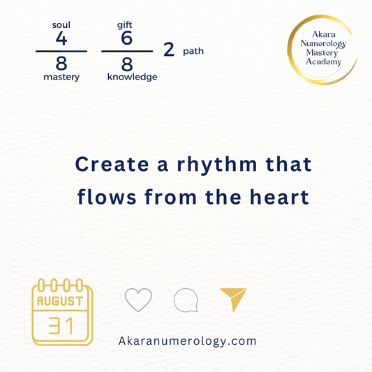 August 31st 2024: Create a rhythm that flows from the heart