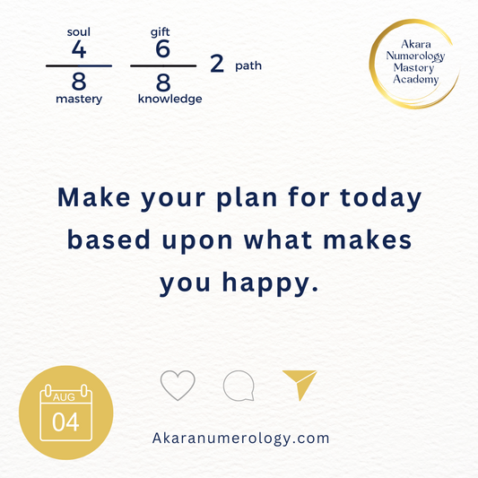 August 4th 2024: Make your plan for today based upon what makes you happy.