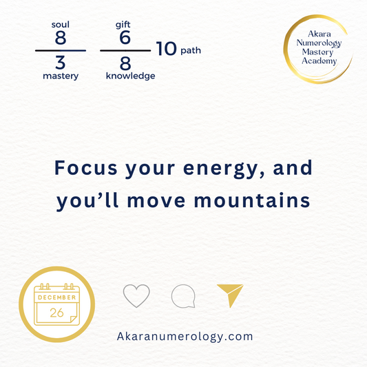 December 26th, 2024: Focus your energy and move mountains