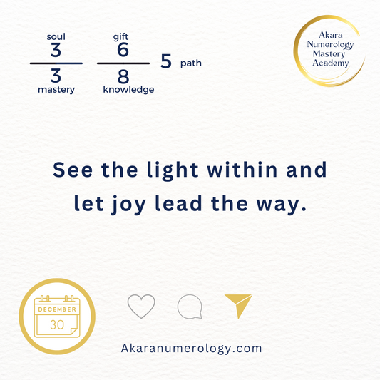 December 30th, 2024: See the light within and let joy lead the way