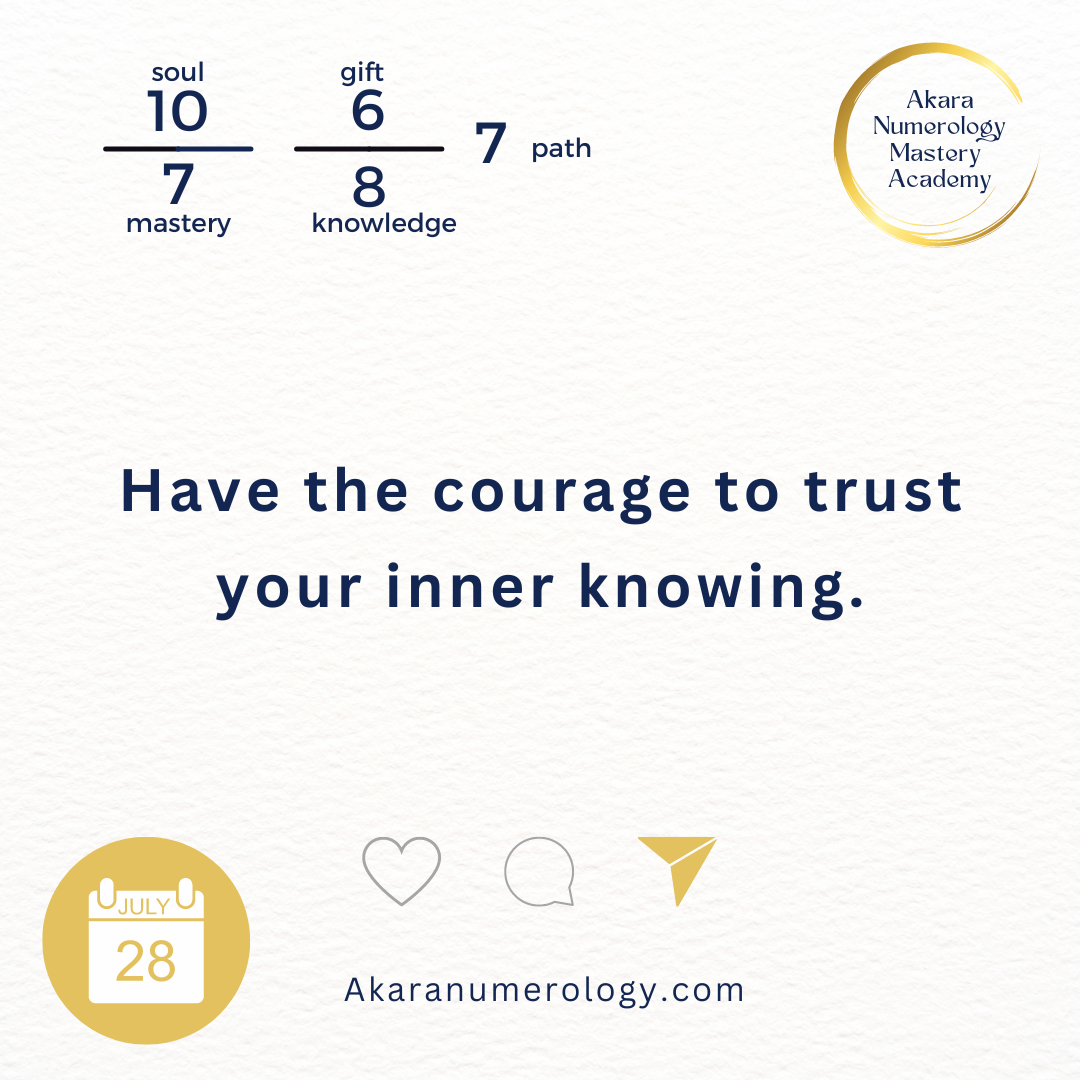 July 28th, 2024: Have the courage to trust your inner knowing.