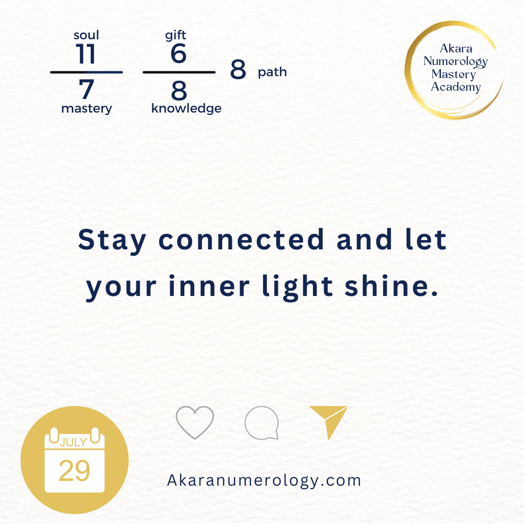 July 29th 2024: Stay connected and let your inner light shine