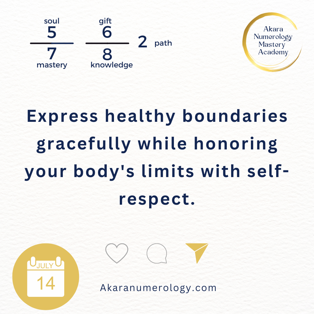 July 14th 2024: Communicate healthy boundaries and respect your body's limits with grace and self-worth.