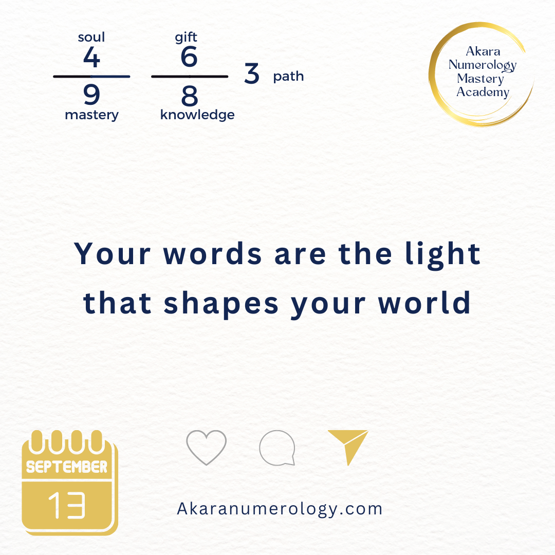 September 13th 2024: Your words are the light that shapes your world