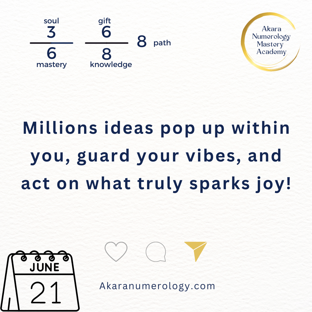 June 21th 2024: Millions ideas pop up within you, guard your vibes, and act on what truly sparks joy!