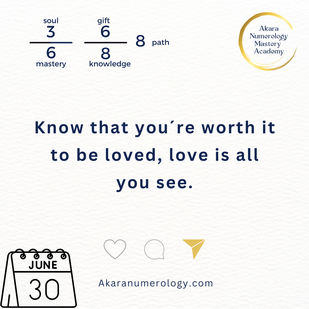 June 30th 2024: Know that you're worth to be loved, love is all you see.