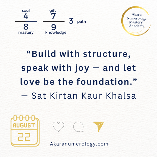 August 22, 2025 Akara Numerology Forecast — Build with Love & Speak with Joy