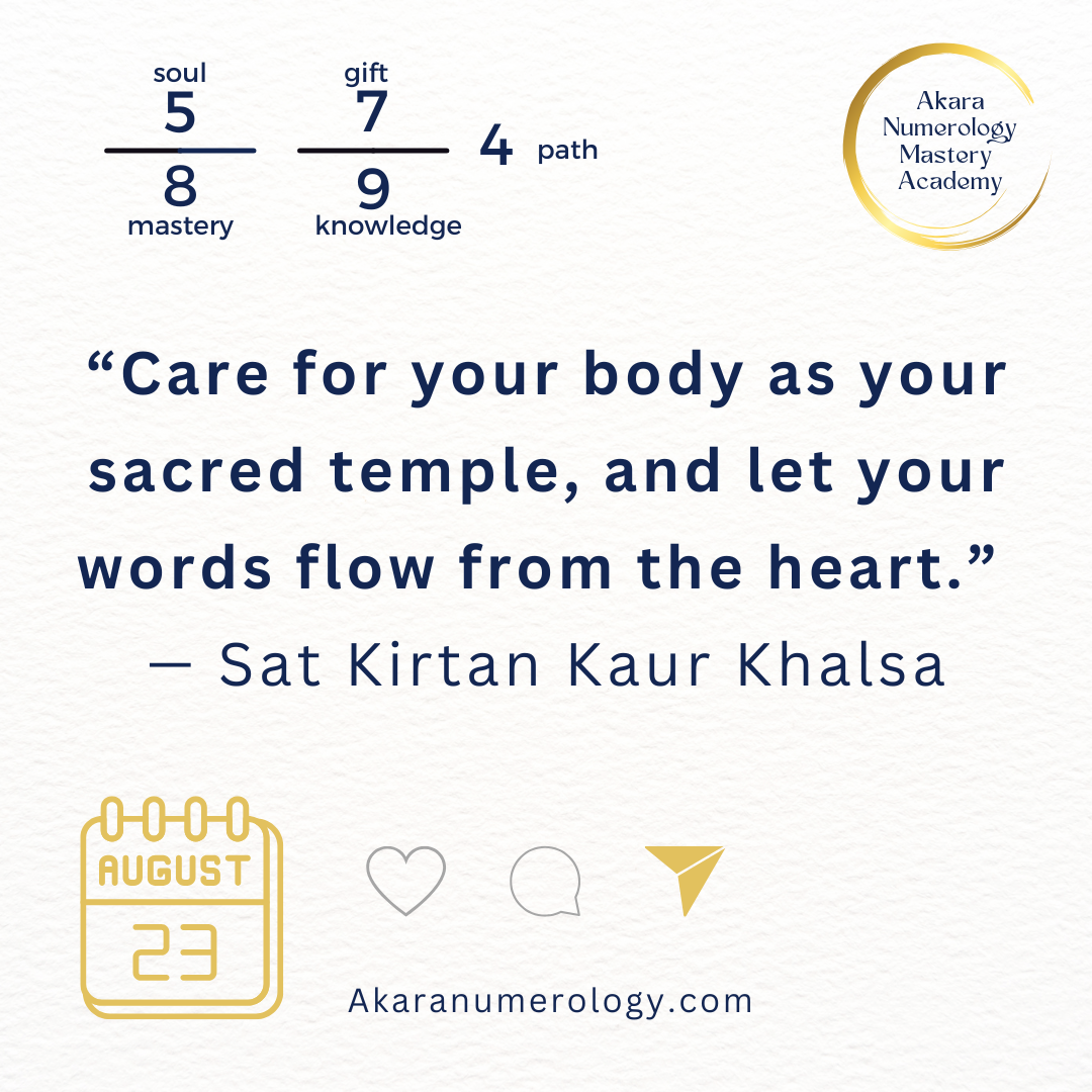 AUGUST 23 — Care for Your Body, Speak from Your Heart