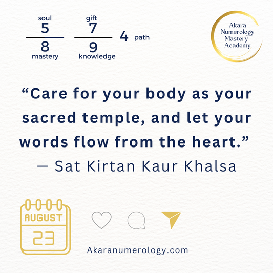 AUGUST 23 — Care for Your Body, Speak from Your Heart