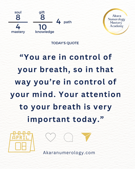 Wednesday, April 8th: Your Breath Controls Your Mind