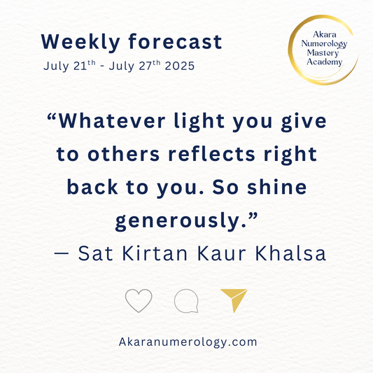 Akara Numerology Forecast for Week 30 – July 21 to 27, 2025 – Joyful Focus & Creative Power with Sat Kirtan