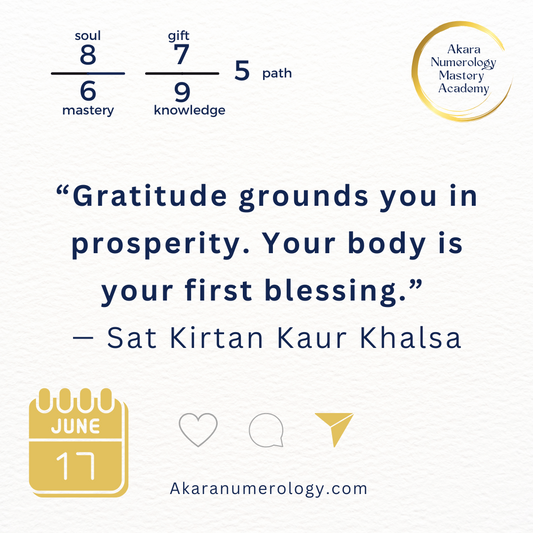 June 17 numerology quote and energy forecast from Sat Kirtan. Theme: Lucky Body, Grounded Spirit.