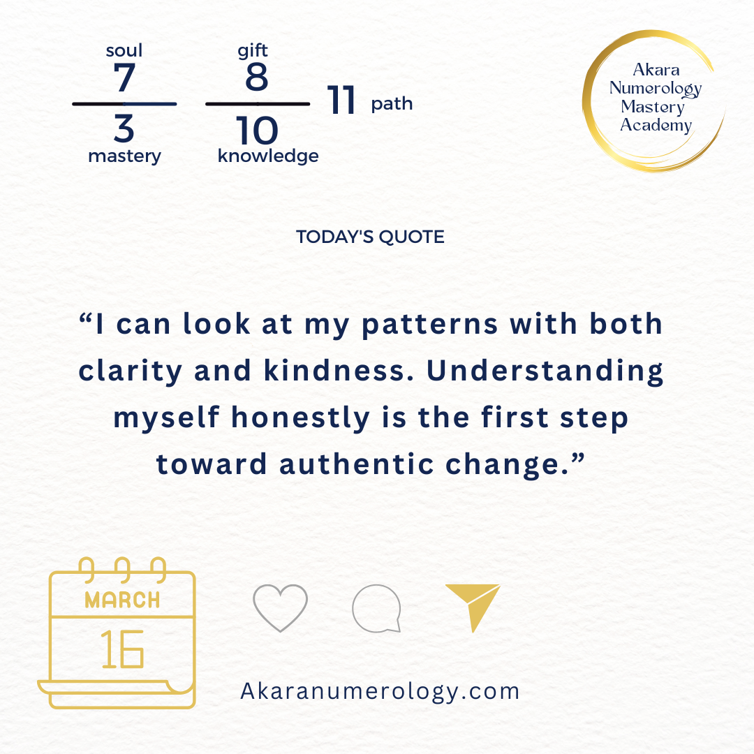 Monday, March 16, 2026: See Your Patterns with Clear Eyes