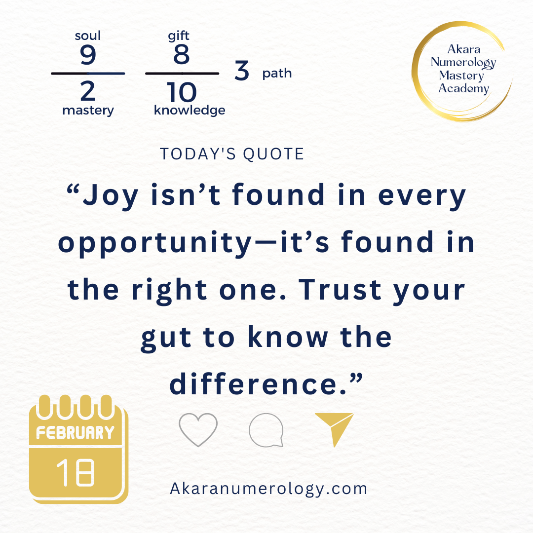 Joy isn't found in every opportunity its found in the right one trust your gut