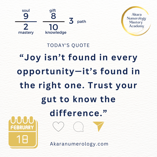 Joy isn't found in every opportunity its found in the right one trust your gut