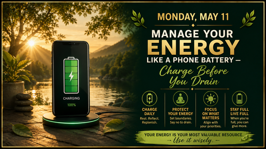 Monday May 11: Manage Your Energy Like a Phone Battery — Charge Before You Drain
