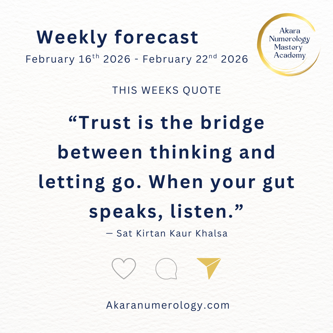  "Week 8 energy forecast showing 7-9 combination for February 16-22 2026 Akara Numerology"